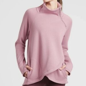 Athleta Purple Asymmetrical Zip Fleece Jacket Medium Mock Neck